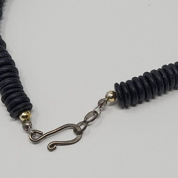 Vintage Chunky statement Mult Strand 26" Opera Necklace Black Seeds Tribal primi - Picture 8 of 9